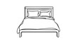 Continuous line drawing of double bed. Modern loft furniture for the bedroom in a minimalist single-line style. vector illustration in doodle style.