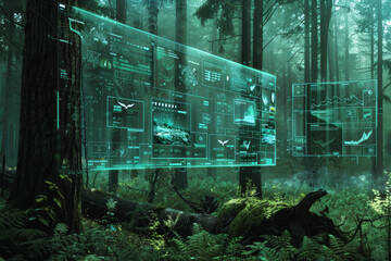Poster - A computer screen shows a map of the world with various animals on it
