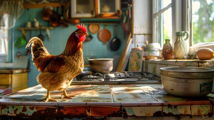 Wall Mural - chicken soup in kitchen