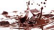  splashing chocolate on a white background