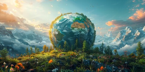 Wall Mural - illustration concept of how to rescue our earth. project --ar 2:1 --stylize 750 Job ID: 056e386f-2c91-46a1-a10a-04828bfd4960