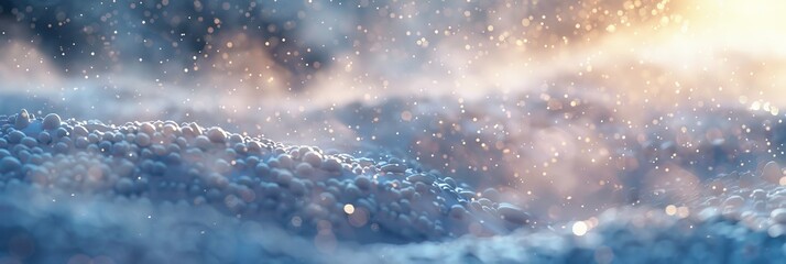 Wall Mural - Beautiful ultrawide background image of light snowfall falling over of snowdrifts. 