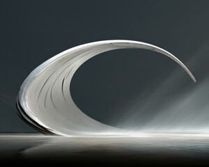 Wall Mural - a white wave is seen in the middle of a dark room. generative ai.
