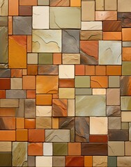 Poster - A close up of a wall made out of different colored tiles. Generative AI.