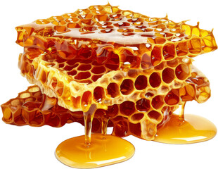 Wall Mural - fresh honey dripping from honeycomb, cut out transparent