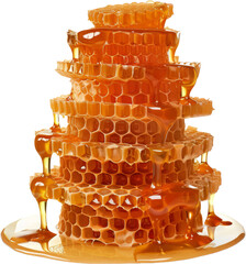 Wall Mural - fresh honey dripping from honeycomb, cut out transparent
