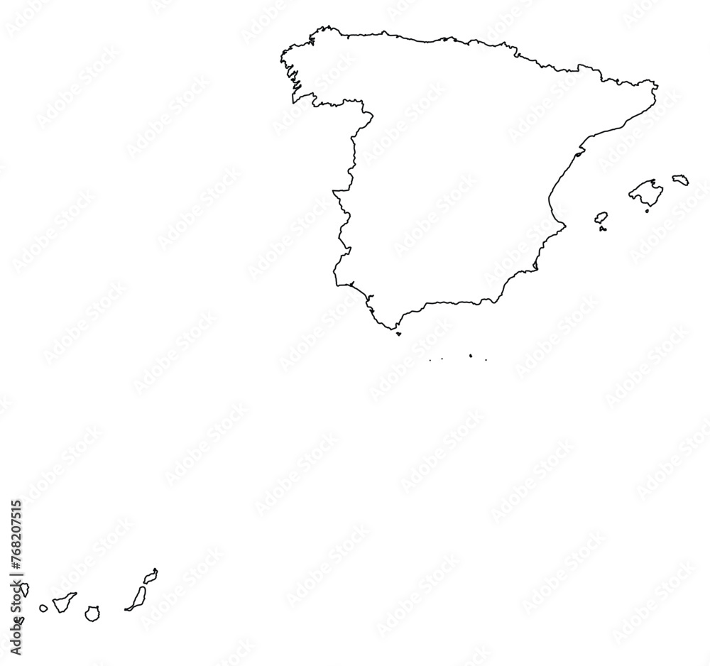 Outline of the map of Spain with regions Stock Vector | Adobe Stock