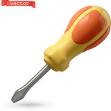 Fototapeta Dinusie - Flat head screwdriver 3d vector icon