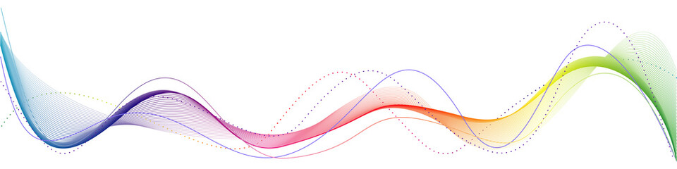 Poster - visualization of music, sound. abstract rainbow wave on a transparent background for web design, pre