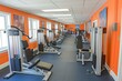 © Ifti Digital - A gym with multiple rows of exercise machines and large windows providing natural light, A gym designed specifically for seniors, AI Generated