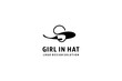 Template logo design solution with woman or girl in hat