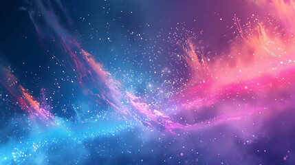 Wall Mural - Beautiful abstract space background. Colorful sparkles in the dark. Glowing particles in the night sky.