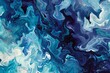An image depicting an abstract painting with a combination of blue and white colors, A harmonious palette of cool tones in a chaotic pattern, AI Generated