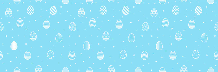 Wall Mural - Minimalist Easter seamless pattern with simple eggs. Design of a background for invitation, card and poster. Panoramic header. Vector illustration