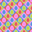 Design of Easter background. Seamless pattern with eggs and geometric shapes. Retro style.  Vector illustration