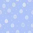 Seamless pattern with Easter eggs in modern style. Background for card, invitation and poster. Vector illustration