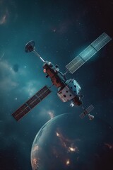 Wall Mural - Space orbit satellite