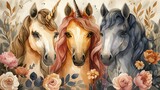 Fototapeta Dziecięca - With cute unicorn and fairy tale, this watercolor seamless pattern is great for prints, greetings, invitations, wrapping paper, and textiles alike.