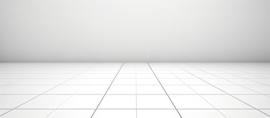 White tiled floor and a wall in close-up. The tiles are clean and bright, creating a seamless and minimalist backdrop