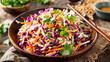 Red cabbage salad, Coleslaw in a bowl. Asian cole slaw.