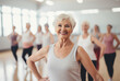Active Seniors: Joyful Yoga Class with Smiling Mature Woman