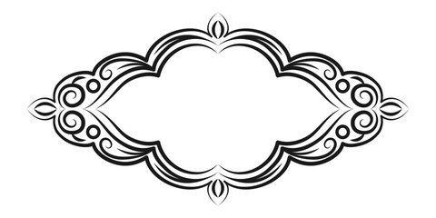 Poster - Vintage decorative frame. Decorative element for design in Eastern style, place for text. Floral black border. Lace illustration for invitations and greeting cards. Vector illustration.