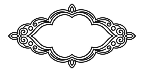 Poster - Floral frame in mono line style. Luxury template frame, border. Retro pattern victorian style acanthus. For logos, labels, wedding invitations, certificates, menu. Vector illustration.