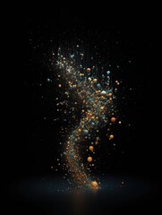Poster - Black background with blue, orange, and yellow bubbles.