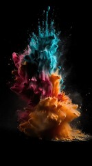 Poster - Explosion of colored powder on a black background.