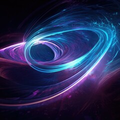 Poster - Blue and purple swirl of light on a dark background.