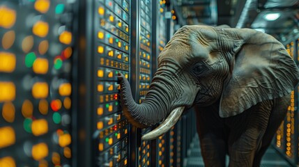 Poster - Elephant Standing in Front of Server