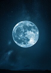 Wall Mural - a glowing full moon in a large expanse of night sky. generative ai
