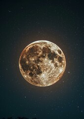 Wall Mural - a glowing full moon in a large expanse of night sky. generative ai