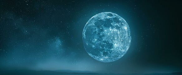 Wall Mural - a glowing full moon in a large expanse of night sky. generative ai