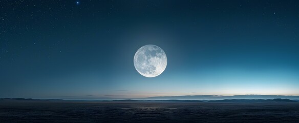 Wall Mural - a glowing full moon in a large expanse of night sky. generative ai