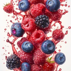 Mixed fresh berries background. Top view. Healthy food concept