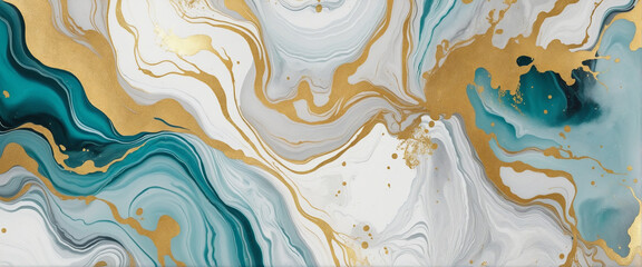 Canvas Print - Abstract marble texture with gold splashes, luxury background