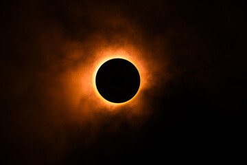 Wall Mural - Eclipse re construction in a studio using a bright flashlight and a round cap with a bit of atmospheric spray