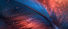 A Close Up Of A Blue And Red Feather. Generative AI.