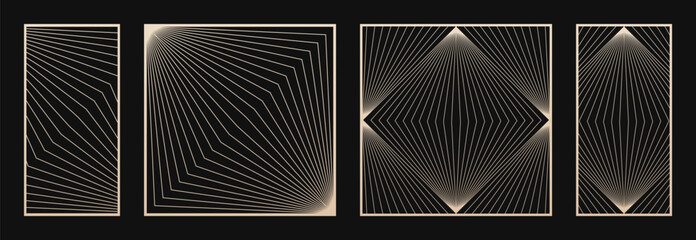Aufkleber - Laser cut panels. Vector template with abstract geometric pattern, lines, stripes, optical illusion. Decorative stencil for laser cutting of wood, metal, plastic, engraving. Aspect ratio 1:2, 1:1