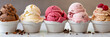 variety of refreshing ice-cream cups, different flavours, front view of gourmet desserts (15)