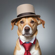 dandy dog with hat and tie