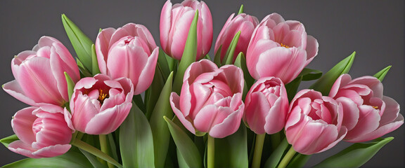 Wall Mural - A collection of fresh natural pink tulip flowers