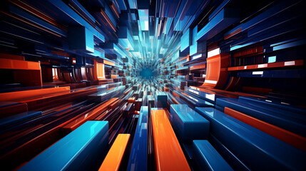 Abstract 3 D background - technology, business, communication, computers, future, virtual reality. Horizontal banner