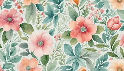 Wall Mural - floral watercolor background delicate shades, light gradients. cold tones