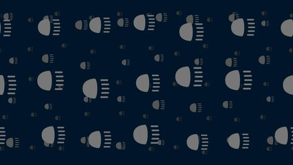 Poster - Headlight symbols float horizontally from left to right. Parallax fly effect. Floating symbols are located randomly. Seamless looped 4k animation on dark blue background