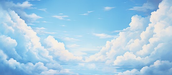 Wall Mural - gazing at the electric blue sky dotted with fluffy white cumulus clouds, a serene natural landscape 
