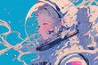 © Маргарита Вайс - anime illustration girl astronaut in a spacesuit on blue background