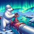 A blank, letterhead for a postcard, an Arctic polar bear oilman.