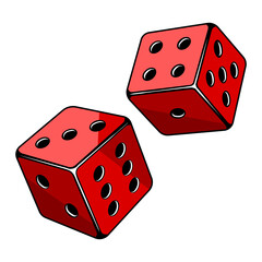 Dice game pop art style PNG illustration with transparent background